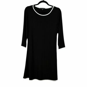 Tiana B Black Swing Dress White Trim 3/4 Sleeve Size Medium NWT Classic